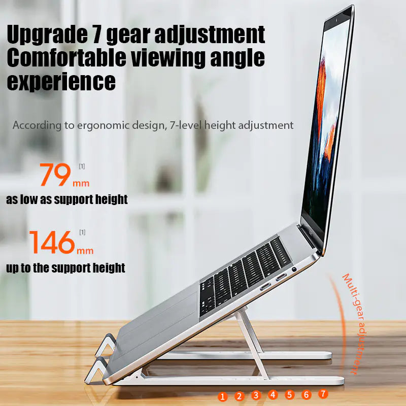 ⚙️ FlexFold Adjustable Laptop Stand – Foldable, Ergonomic, and Travel-Ready