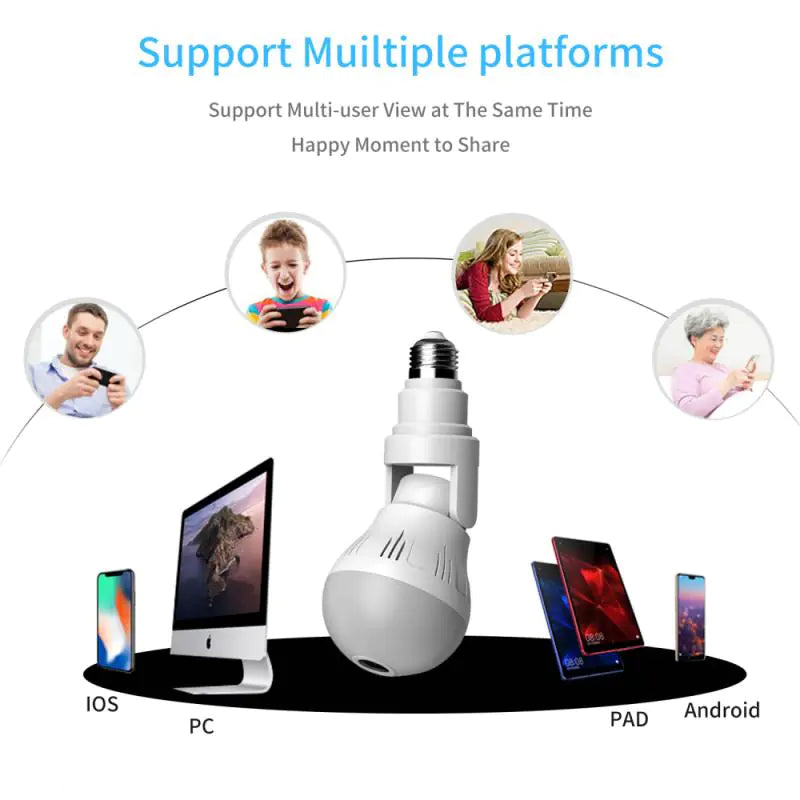 360° Light Bulb Security Camera – WiFi Panoramic Hidden Cam with Night Vision & Two-Way Audio